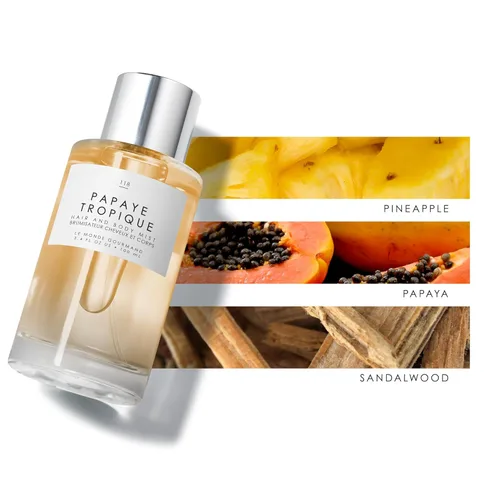 Miniatura 3 de Le Monde Gourmand Papaye Tropique Hair & Body Mist - 3.4oz (100ml) - Notas de fragancia floral, frutal y sándalo