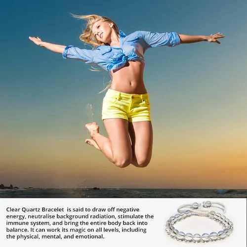 Miniatura 125 de Adjustable Crystal Bracelet – Gemstone Bead Bracelet with Adjustable Macrame String – Chic Gemstone Bracelet for Men and Women – 8mm Round Healing