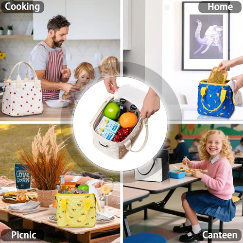 Miniatura 5 de TuErCao - Linda lonchera con forma de fresa para mujeres; bolsas de almuerzo para el trabajo, lonchera pequeña con aislamiento para pícnic, viaje