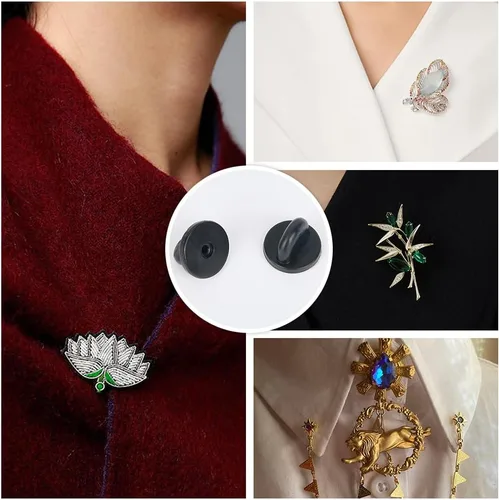 Miniatura 4 de 200 piezas de pasador de goma negra, broche trasero de silicona, repuesto de seguridad, comodidad, tapas de solapa pequeñas, accesorios para broche