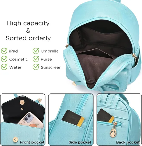 Miniatura 4 de Bonita mochila de piel con lazo para mujer