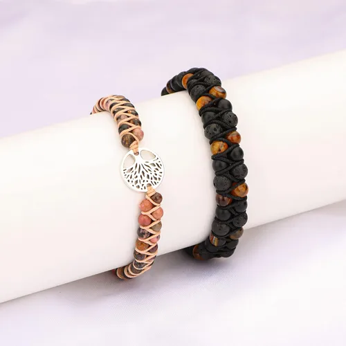 Miniatura 6 de Pulsera de cuentas para mujeres y hombres, regalos de pareja para novio, novia, marido, esposa, piedra natural, alivio del estrés, ojo de tigre