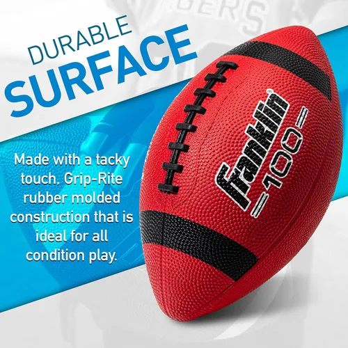 Miniatura 2 de Franklin Sports Balones de fútbol americano de goma para niños Junior Grip-Rite tamaño juvenil - Balones de fútbol americano Peewee Kids duraderos