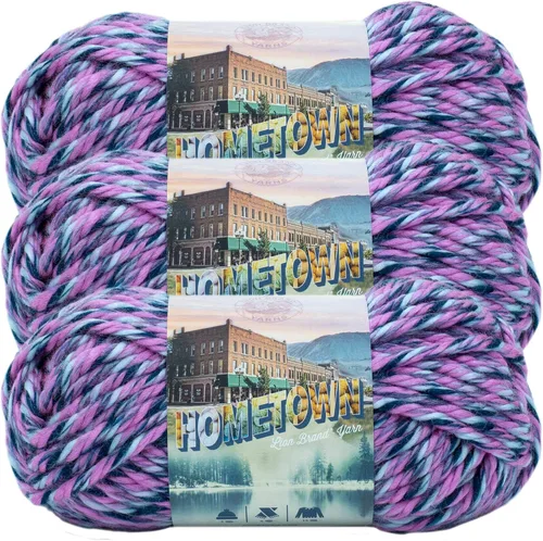 Miniatura 64 de Lion Brand Yarn Hometown - Ovillo de lana súper voluminoso para tejer, ganchillo y manualidades, 1 unidad, Phoenix Azalea