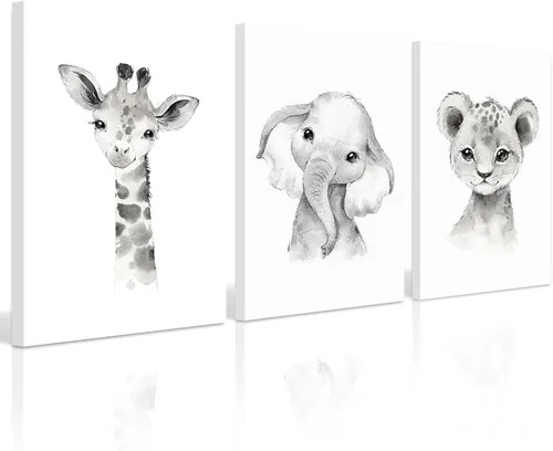 Miniatura 21 de Arte de pared para bebé niño, decoración deportiva para guardería, lienzo de animales de safari, arte de pared de bosque para habitación de bebé