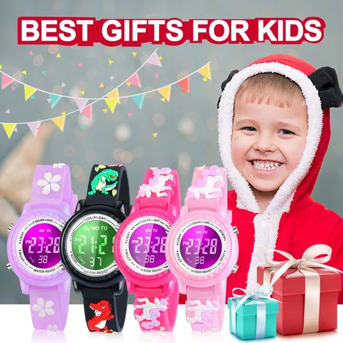 Miniatura 41 de Relojes LED impermeables para niños con alarma, juguetes para niños, regalos para niñas de 3 a 10 años