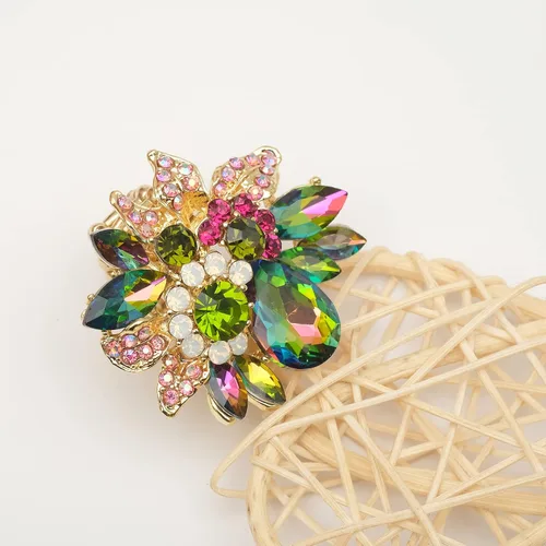 Miniatura 6 de Anillos de lujo para mujer, con diseño de hojas de cristal austriaco, para cóctel, elástico, ajustable, accesorios de joyería