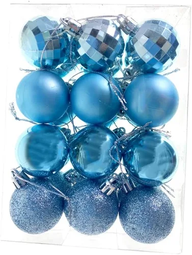 Esferas de adorno de Navidad azul hielo, 23 piezas de 1.57 pulgadas de mini adornos de decoración de árbol de Navidad para el día de Navidad,