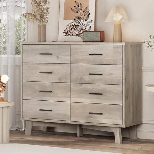 Miniatura 18 de Xixini Cómoda para dormitorio, cómoda moderna de 6 cajones con base resistente en forma de X, organizador de almacenamiento de ropa doble de madera