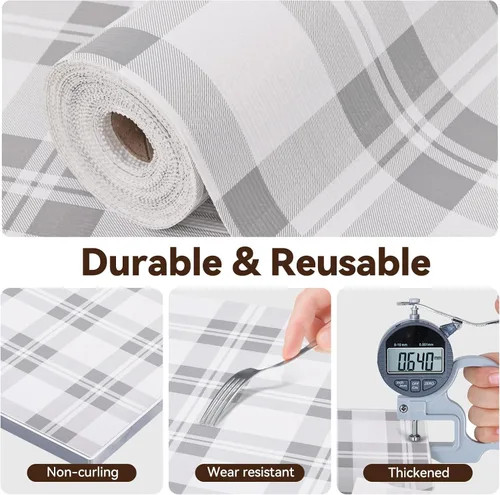 Miniatura 6 de Revestimiento de estante de cajón para armarios de cocina, papel antideslizante no adhesivo, fácil de limpiar, agarre fuerte, grueso, impermeable