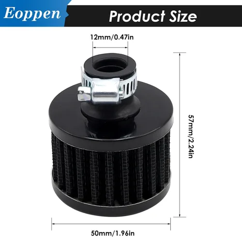 Miniatura 2 de 2pcs 0.472 in Filtro de aire Mini Universal Vent Crankcase Entrada de aire frío Filtro de respiración para coche y motocicleta (negro)