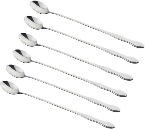 Miniatura 10 de SellerWay Cuchara de mango largo, cucharadita de acero inoxidable helado de 10 pulgadas para mezclar, té, batido, café, 3 formas diferentes