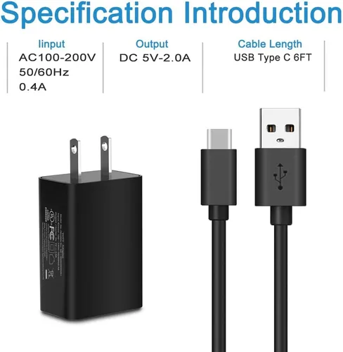 Miniatura 2 de Adaptador de CA Cable de carga USB para JBL Charge 4, Charge 5, Flip 5, JR-POP, Endurance Peak Speaker Auriculares con cargador de pared USB C de 6