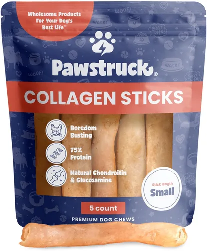 Pawstruck Palitos naturales de colágeno de carne de res de 5 a 7 pulgadas para perros, alternativa de cuero crudo de larga duración, alta proteína y