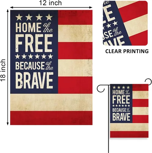 Miniatura 2 de Bandera decorativa para el jardín con motivo del 4 de julio, diseño patriótico de Estados Unidos, Día de los Caídos de Estados Unidos, decoración