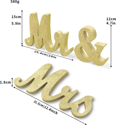 Miniatura 2 de Letrero de madera con texto en inglés "Mr & Mrs", letras rústicas de matrimonio para mesa de boda, decoración de señorita señor para fotos, mesa