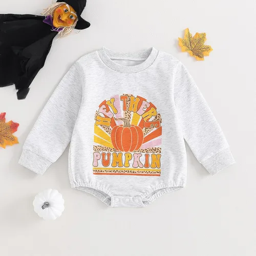 Miniatura 39 de Ropa de Halloween para bebé niña, sudadera con estampado de calabaza, mameluco de burbujas, lindo traje de Acción de Gracias de otoño