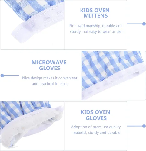 Miniatura 4 de Guantes de cocina para niños, 2 unidades, guantes antiquemaduras, guantes para horno de microondas, guantes de cocina para niños pequeños, seguros