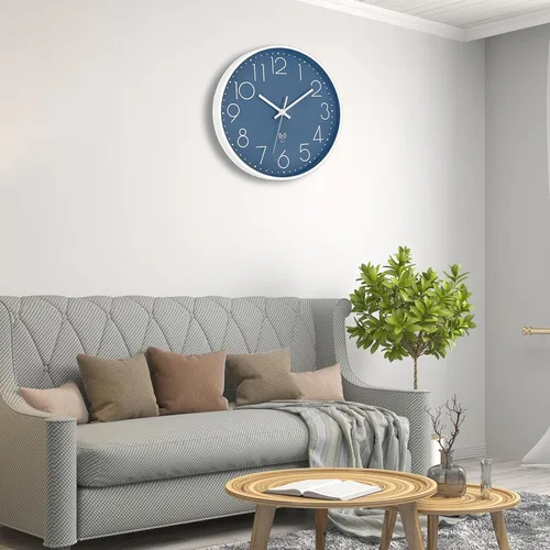 Miniatura 3 de Foxtop Reloj de pared atómico que funciona con pilas, redondo, analógico, moderno, juego automático para oficina, aula, dormitorio, cocina, sala