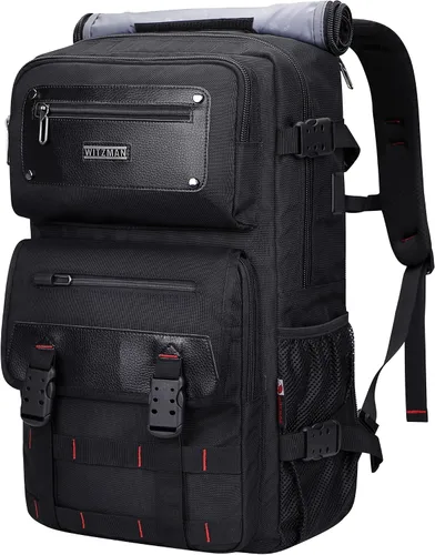 Miniatura 9 de Mochila de viaje para hombres WITZMAN con bolsa de lona, apta para portátil de 17 pulgadas, aprobada por aerolíneas (B685 Verde Ejército)