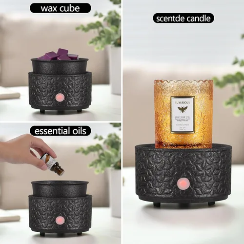 Miniatura 3 de Calentador eléctrico de cera de 4 en 1, calentador de velas para derretir cera perfumada, lindo quemador de fragancia de cerámica para derretir cera
