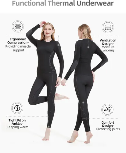 Miniatura 2 de NOOYME Ropa interior térmica para mujer, capa base, clima frío, pantalones largos para mujer