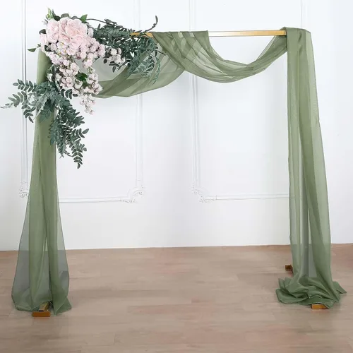Miniatura 21 de Efavormart - Paneles de cortina de organza transparente verde salvia de 18 pies, cenefa para ventana, arco de boda, tela drapeada para mesa