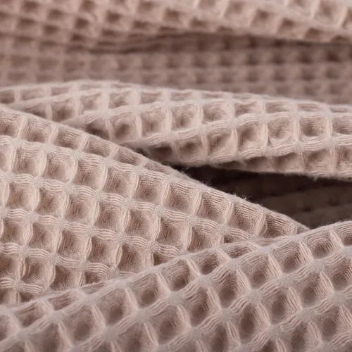 Miniatura 4 de PÜSKÜL - Paquete de 2 toallas de baño y spa de punto gofre, 100% algodón orgánico turco de alta calidad, fina de secado rápido, fabricadas en Beige