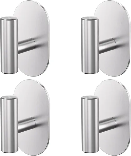 Miniatura 11 de Aikzik Ganchos adhesivos plateados resistentes, ganchos de pared para ducha, baño, toalla, abrigo, bata, ganchos de acero inoxidable para colgar