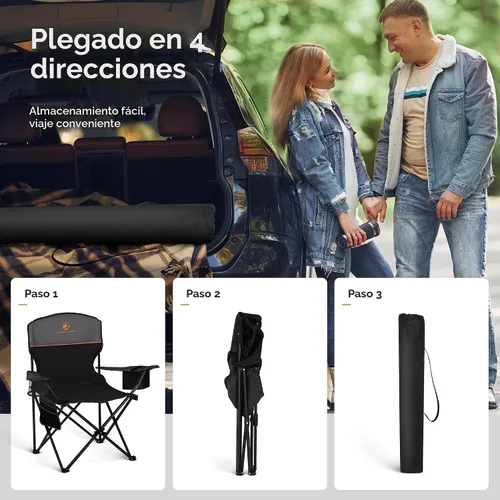 Miniatura 9 de Silla de camping ALPHA CAMP 2 Pack Silla portátil con enfriador de 3 latas Silla plegable con bolsillo lateral y portavasos, plegable para camping