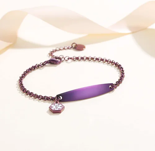 Miniatura 9 de LinnaLove - Pulsera de identificación de alerta médica con cadena Rolo simple pregrabada para mujer