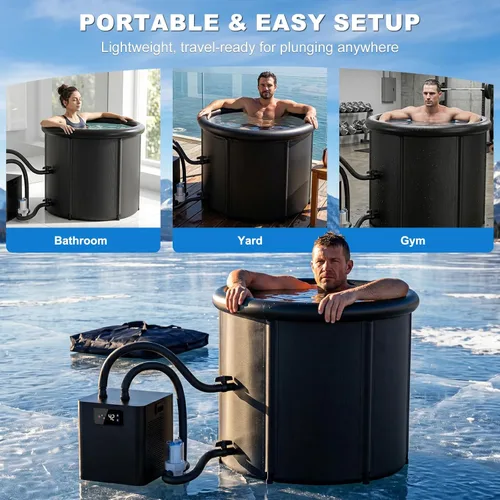 Miniatura 6 de 100 Gal Ice Pod Cold Plunge Tub, Portable Round Ice Bath Tub for Cold Plunge Chiller, Easy Setup, Includes Cover & Carry Bag, for Recovery & Cold