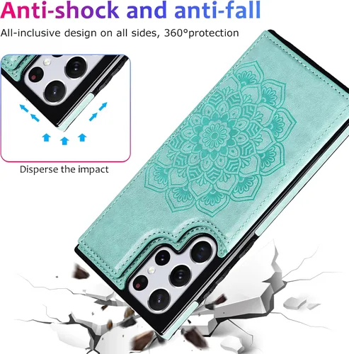 Miniatura 7 de Asuwish Funda compatible con Samsung Galaxy S22 Ultra 5G y protector de pantalla de vidrio templado, accesorios para celular, ranura para tarjetero