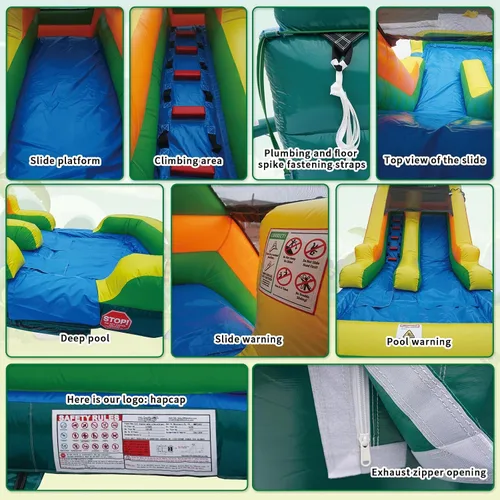 Miniatura 4 de Casa de rebote de tobogán acuático semicomercial para niños grandes, piscina grande y poco profunda, juego acuático al aire libre