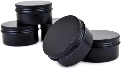 Miniatura 4 de Latas de aluminio negro con tapa redonda de rosca superior, tarros de lata de almacenamiento de metal, latas de aluminio para almacenamiento