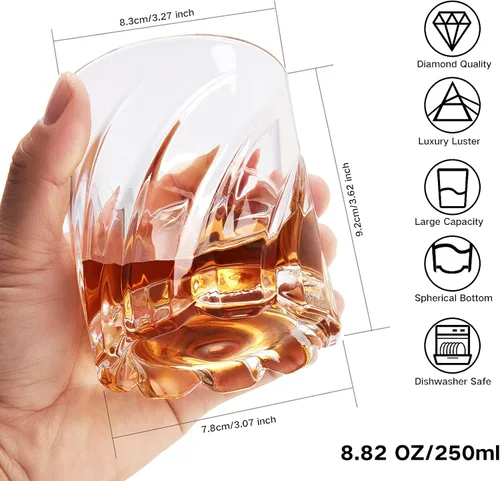 Miniatura 2 de Vasos de whisky con 4 moldes para bolas de hielo y una caja de lujo, vasos de whisky antiguos, regalos para papá de hija, hijo, niños, mejor whisky
