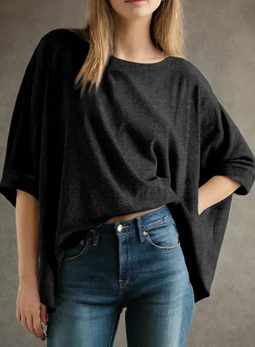 Miniatura 2 de Dokotoo -Camisetas de verano para mujer, color liso, holgadas, de gran tamaño, básicas