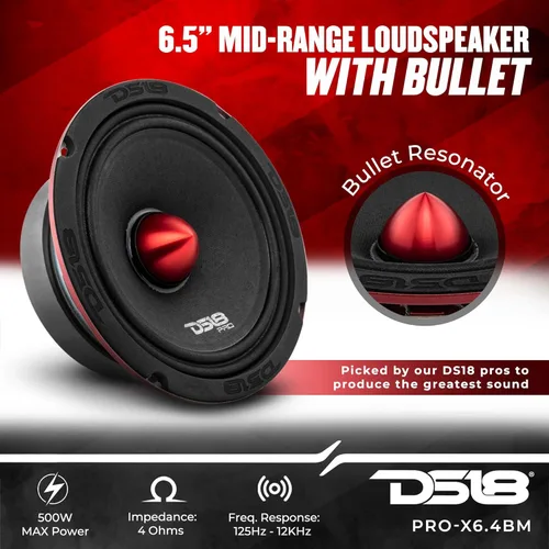 Miniatura 3 de DS18 Paquete de altavoces de coche medio y alto: 2 x rango medio de 6.5 pulgadas, 2 tweeters de 1 pulgada, crossover integrado