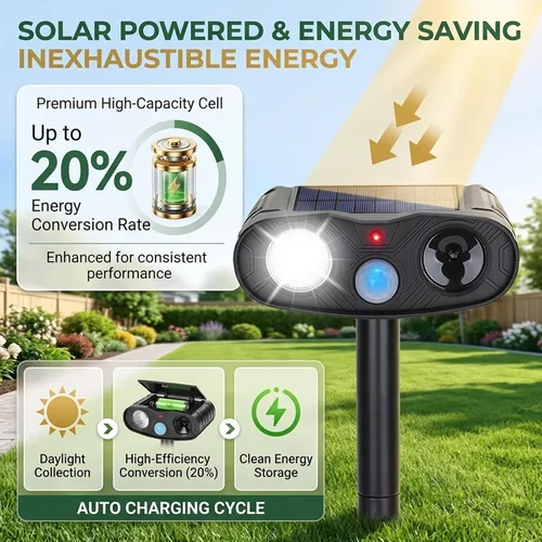 Miniatura 5 de Repelente solar ultrasónico de gatos 2026, dispositivos repelentes de ciervos para exteriores, paquete de 4 repelentes solares de animales