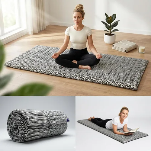 Miniatura 46 de Leewadee - Colchón plegable - Futón japonés enrollable -Alfombra de tatami triple pliegue - Cama de piso para invitados - Colchón de camping