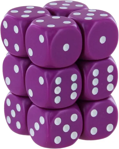 Chessex DND - Juego de dados D&D, 0.630 in, opacos, de plástico, color morado claro y blanco, dados poliédricos de mazmorras y dragones, incluye 12