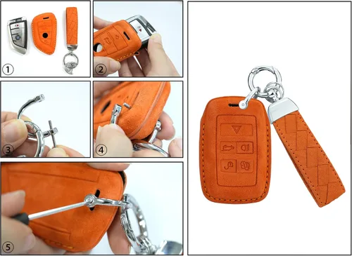 Miniatura 8 de ontto Funda de piel de gamuza suave y duradera para llave de coche, protector completo para Land Rover 2020 en adelante, compatible con Range Rover