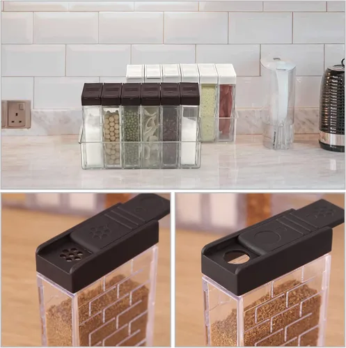 Miniatura 8 de Jucaifu 6 frascos para especias cocteleras, salero y pimentero, dispensador de especias de plástico, salero, caja agitadora de condimentos, juego