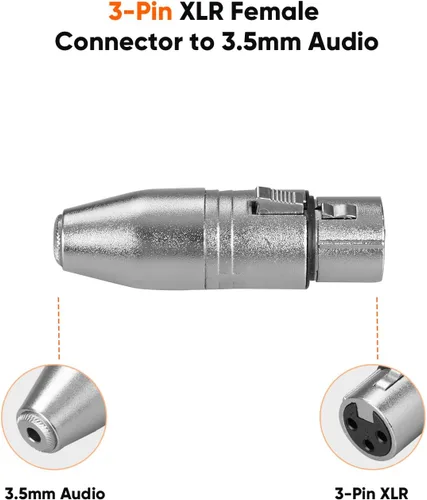 Miniatura 3 de CableCreation Adaptador hembra de 0.138 in a XLR 2 piezas, convertidor de audio estéreo X LR a 1/8 pulgadas, conector estéreo TRS hembra de 1/8
