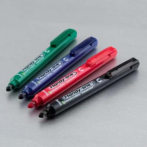 Miniatura 8 de Pentel Handy-line S - Marcador permanente retráctil y recargable, punta de bala, barril negro, tinta negra, caja de 12 unidades (NXS15-A)