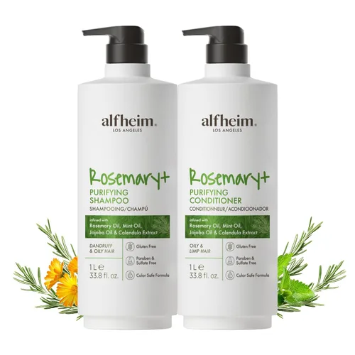 Miniatura 12 de ALFHEIM Set de Champú y Acondicionador Purificante de Romero+ – Cuidado Equilibrante para Cabello Graso y Fino con Aceites de Romero, Menta y Jojoba
