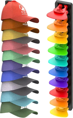 Miniatura 8 de Organizador de Sombreros para Gorras de Béisbol que Sostiene Hasta 40 Sombreros, Paquete de 2 Percheros de Sombreros para Pared, Soporte