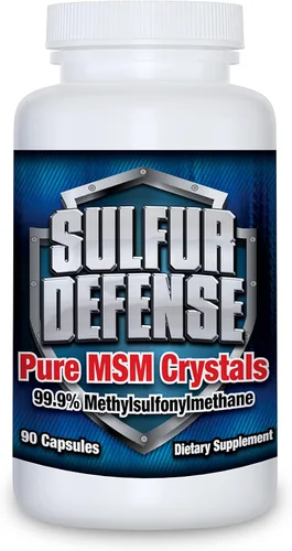 Sulfur Defense Opti-MSM Cápsulas de polvo MSM puro 99.9%, fabricadas en Estados Unidos, metilsulfonilmetano orgánico, sin OMG, sin gluten, refuerzo