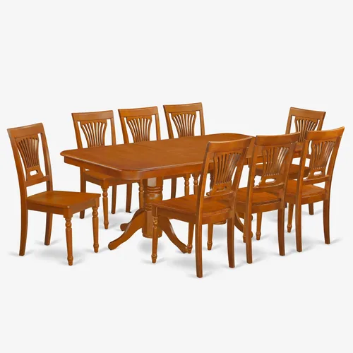 Miniatura 16 de East West Furniture NAPL9-WHI-W Juego de mesa de comedor de 9 piezas incluye una mesa de comedor rectangular con hoja de mariposa y 8 sillas