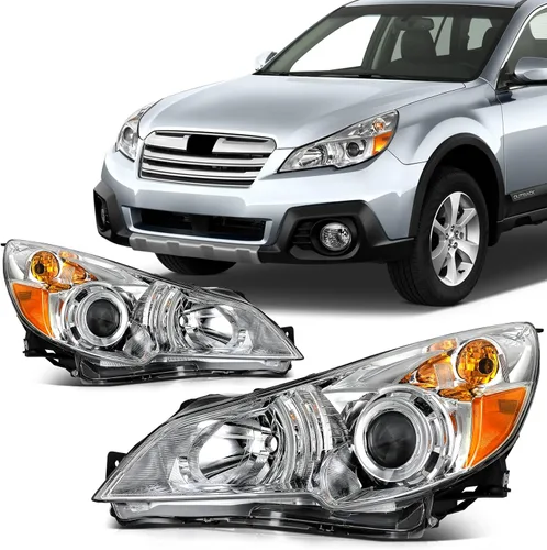 Ensamble de faros SCITOO Compatible con 2010-2014 para Subaru Legacy 2010-2014 para Subaru Outback Faros con lente transparente y carcasa cromada